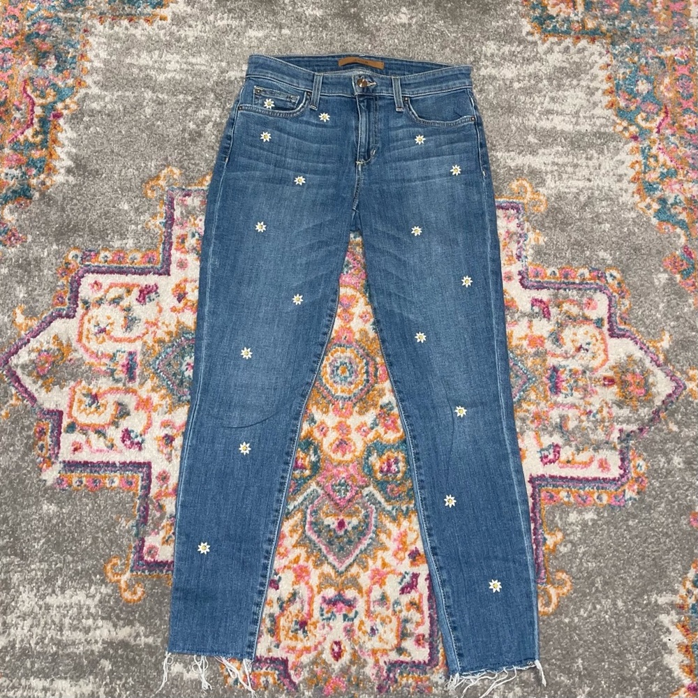 Embroidered Daisy Jeans